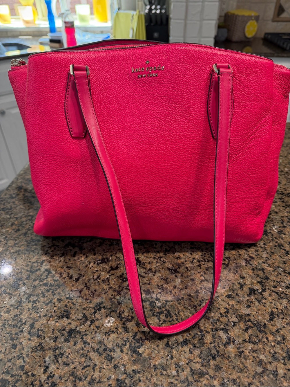 kate spade Bright Pink Leather Tote with Double Straps